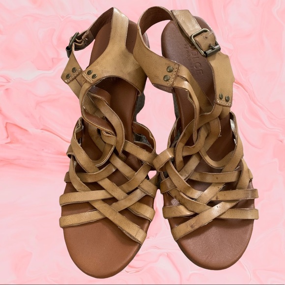 Dolce by Mojo Moxy Brown Platform Strap Woven Wedges Size 8.5 - Picture 3 of 6